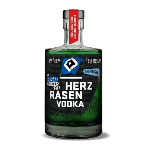 HERZRASEN HSV Edition Vodka - Premium Hamburger handgemachter Vodka für HSV Fans als Geschenk, Mild & Vollmundig (Limited Edition 0.5 l)