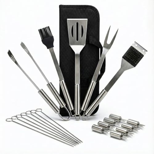 Set de 20 herramientas para parrilla acero inoxidable miniatura 1