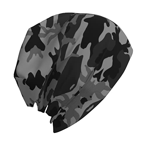 Beanie Hat For Men Slouchy Winter Warm Black Hats Men Thin Knit Beanies Cap Ski Hats Fit Daily Sport Outdoor Camping Hiking Soft Stretchy Oversize Baggy Cap Headwear Gift For Men Camo Grey Green #TOP2