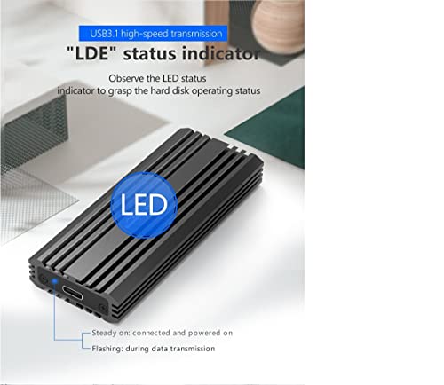 Image of Tobo M.2 NVME External SSD Enclosure, USB 3.1, Gen 2 Adapter with 10Gbps, USB C Hard Drive Caddy /Case for M-Key & M+B Key NVME SSD 2230 /2242 / 2260 /2280, Support UASP (M.2-To-NVMe+NGFF-NEW) - TD-422HS-01