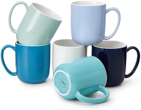 Sweese Porcelain Coffee Mugs Set of 6, 20oz Large Coffee Mugs Por...