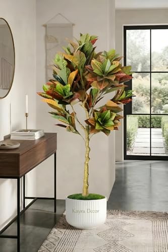 Image of Kayra Decor 6 Feet Artificial Croton Plant with Pot | Big Artificial Plants for Home Decor