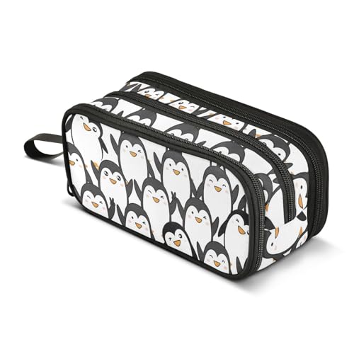 Image of Cute Penguin Pencil Case Box Boys Girls Large Pencil Pouch with Zipper Compartments Big Capacity Stationery Pen Bag Organizer for Kids Teens Adults School