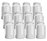 Mountain West Company (12 Pack) White Pill Bottle with Lid, Storage, Plastic Pill Container, 150cc Capacity