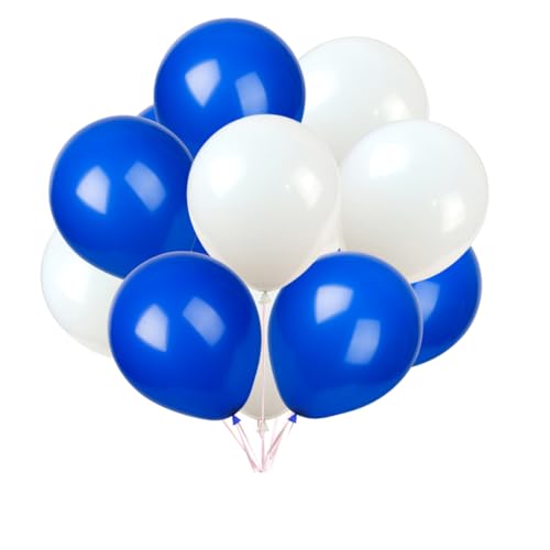 Image of TNWBA Latex Balloons 100 pcs 12 inch, White and Blue latex Balloons, birthday party decoration