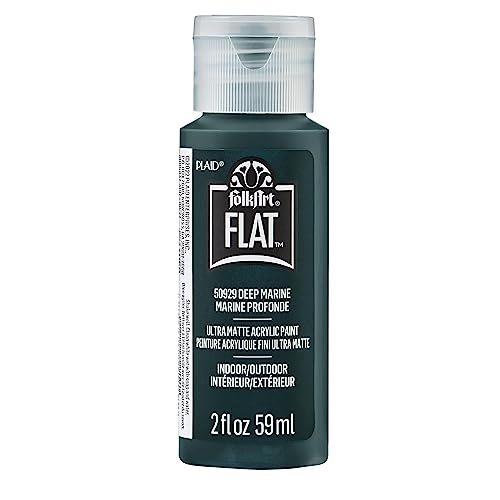 Image of FolkArt Flat Acrylic Craft Paint, Deep Marine 2 fl oz Ultra Matte Paint Perfect for Indoor and Outdoor Arts and Crafts Projects, 50929