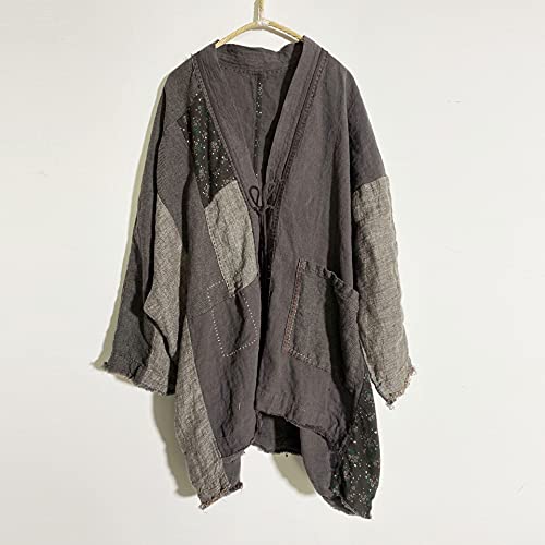 NFYM Vintage Grey Linen Trench Coat – One Size Loose Fit Cardigan - Image 7