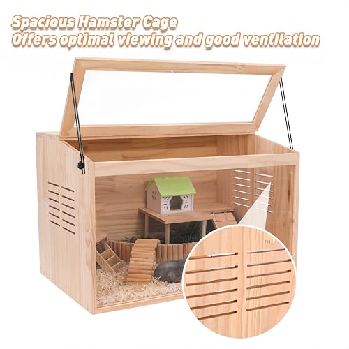 Wooden Hamster Cage,24" Lx16 Wx16 H,Animal Cabinet for Dwarf Syrian Hamsters Degus, Hamster Habitat with Openable Top and Large Acrylic Sheets. by LWYMX - Used condition - Image 3