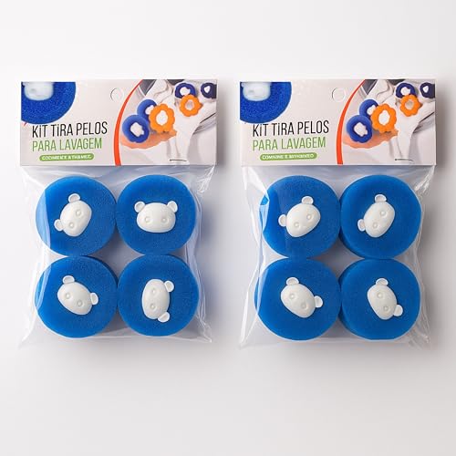 Esponja Bolinha Tira Pelos para Máquina de Lavar - Kit 8 Unidades Removedor Reutilizável de Pelos de