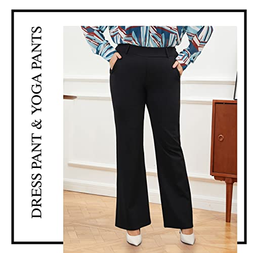 Plus Size Women's Wide-Leg Dress Pants - High Waisted Capri for Business Casual,Work Clothes for Office4
