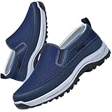 AZMAHT Zapatillas para Diabéticos Hombre Zapatos Ancho Especial Zapatos CóModos Sin Cordones Hombre Zapatos ortopédicos Transpirables,Azul,43 EU