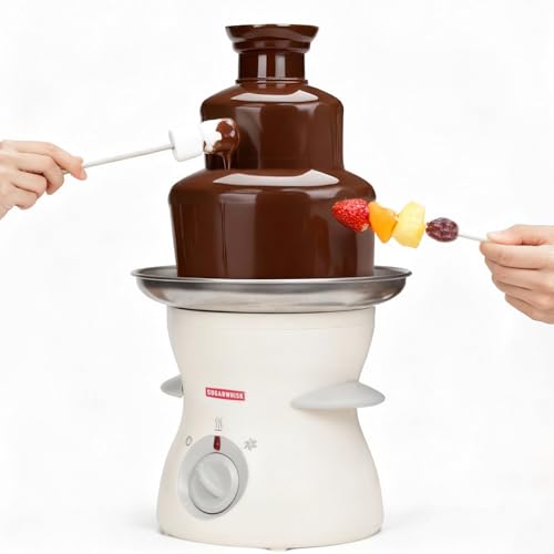SugarWhisk 3 Tier Mini Chocolate Fountain Machine, Easy to Use & Clean, Great for Parties, Events & Weddings, 22 Oz Capacity, White