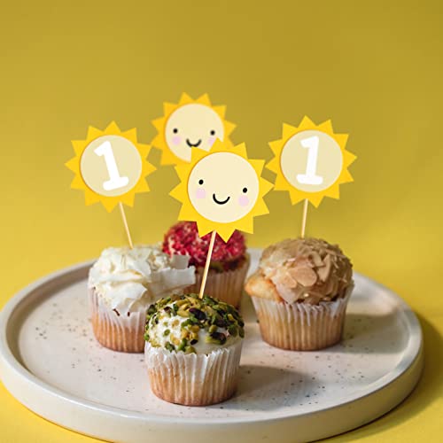 12Pcs Sunflower 1St Birthday Cupcake Toppers - You Are My Sunshine First Birthday Decoration, Baby Shower Birthday Decorations, Sunflower Themed One Birthday Party Cupcake Toppers, Prop Photo Prop Decoration #TOP1