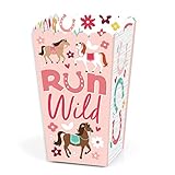 Big Dot of Happiness Run Wild Horses - Pony Birthday Party Favor Popcorn Treat Boxes - Set of 12