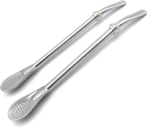 Juego de bombillas mate de acero inoxidable  2 filtros de pajitas de té Yerba mate  Diseño ergonómico  Línea económica  7 in, 7.5 in de largo estilo