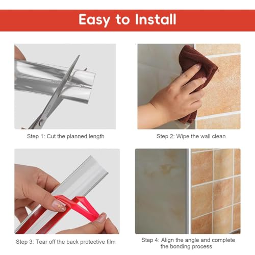 Image of inch1 Roll Flexible PVC Wall Molding Trim - Decorative & Protective Caulk Strip for Table Edges, Door Frames, Baseboards, and Corners (Silver)
