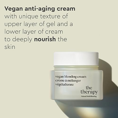 The Face Shop The Therapy Vegan Blending Cream Face Moisturizer - Soothing, Anti-Aging, Anti-Wrinkle, Firming Cream - Refillable - Face Cream Ideal for Sensitive & Dry Skin - Korean Skin Care - Image 3