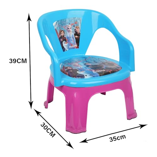 Image of Urbane Home Disney Frozen-II Kids Chair | Plastic Foldable Kids Chair | Chair for Kidsroom | School Study Stool | Baby Stool | Indoor or Outdoor Stool for Kids | Capacity 30 Kg | Sky Blue & Pink