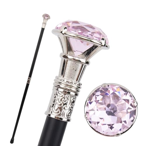 Pink Diamond Type White Walking Stick Fashion Decorative Walking Cane Gentleman Elegant Cosplay Cane Knob Crosier 93cm