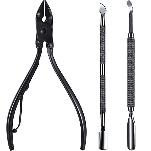 3 Pieces Cuticle Trimmer with Cuticle Pusher Nail Polish Remover Tool Stainless Steel Cuticle Nipper Cutter Nail Art Clipper Manicure Tool for Fingernail Toenail