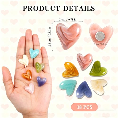 Imanes decorativos en forma de corazón pack x18 miniatura 3