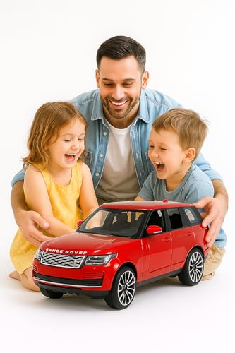 Image of DREAMY DEN Range Rover SUV Car 1:32 Scale Model Car Exclusive Alloy Metal Pull Back Die-cast Metal Pullback Toy car with Openable Doors & Light Music Best Gifts Toys Kids (RED)