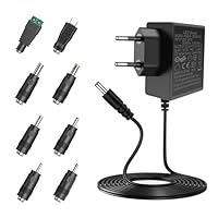 Artrastar 12V Netzteil Universal 12V 2A 1.5A 1A 24W AC 220V-240V auf DC 12 Volt Trafo LED Driver Adapter für LED Streifen CCTV Kamera, Router, 8 DC Steckeradapter, Kompakt Steckernetzteil