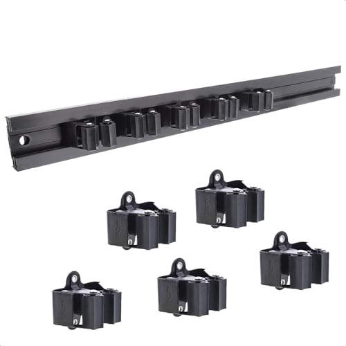 WAGNER - hooks4tools - Device Holder Clips & Rail Extendible - 600-1170 x 55 mm, 5 Clips 52 x 52 x 38 mm, Made of Aluminium, for Devices Diameter max. 3 cm, Load Capacity up to 2 kg/Clip - 15529611