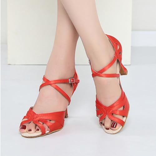 SWDZM Women's Latin Dance Shoes Satin Professional Ballroom Open Toe Professional Dancing Shoes4