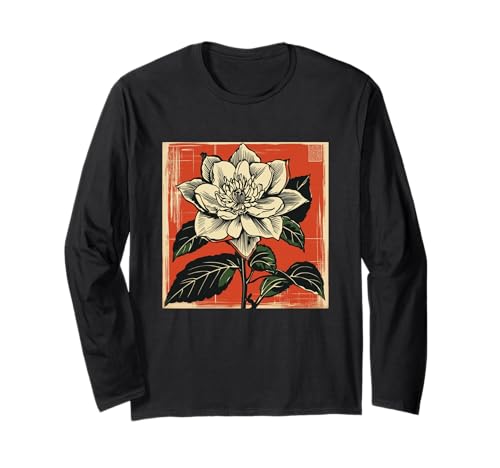 Clematis Tessen Retro Japón Floral Vintage Flores Japonesas Manga Larga