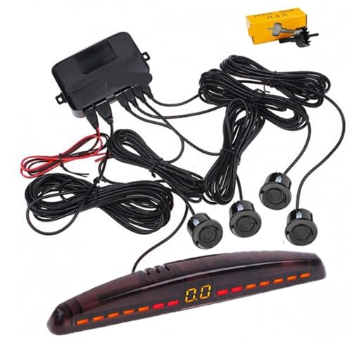 Radar cofania Elektromagnetyczny czujnik parkowania samochodu 4 radar cofania alarm dźwiękowy sonda 12 V Parktronic czarny czerwony radar cofania parkingu samochodowego (szary)