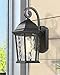 EAPUDUN Outdoor Wall Light Fixture, 1-Light Exterior Wall Lantern Porch Patio Lamp, Matte Black Die-cast Aluminum Finish with Water Ripple Glass, WLA1299-MBK…