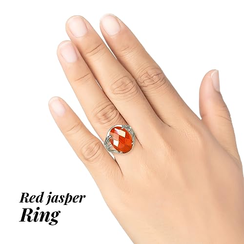 Image of Reiki Crystal Products Adjustable Rings, Round Cutting, Amethyst, Black Tourmaline, Goldstone brown, Green Jade, Lapis Lazuli, Opalite, Red Jasper, Rose Quartz, Tiger eye, Gemstone Ring