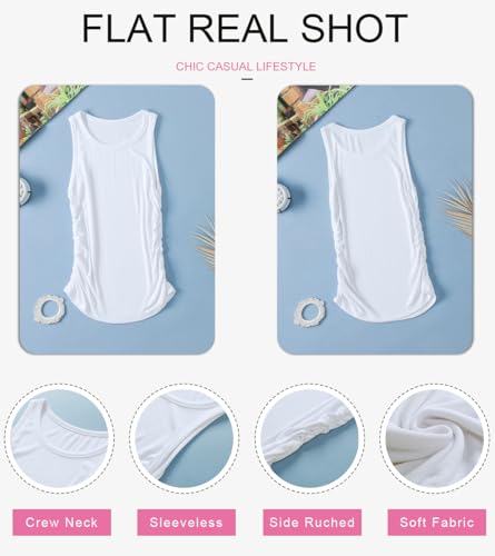 Dokotoo Womens Tank Tops Summer Sleeveless High Neck Ribbed Knit Slim Fitted Blouse Side Ruched Basic Tees Shirts3