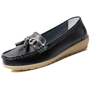 Womens Loafers Soft Leather Casual Walking Penny Flats Boat Moccasins Non-Slip Outdoor Driving Shoes Comfortable Office Fashion Classic Lightweight Breathable Shoes