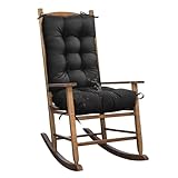 TESICA Black Patio Outdoor Indoor Rocking Chair Cushions Set of 1 Replacement Cushions for Chairs Waterproof Seat Pads for Porch, Deck, Garden Seats