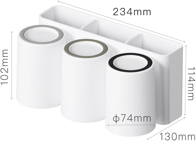 Wall-Mounted Toothbrush and Toothpaste Holder - Self-Draining Design, Easy Installation, Space-Saving, White (Triple - Three Normal Cups) - Image 5