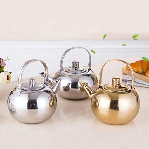 Chaleira de aço inoxidável Cabilock para fogão e chá de folhas soltas (dourado 2L)