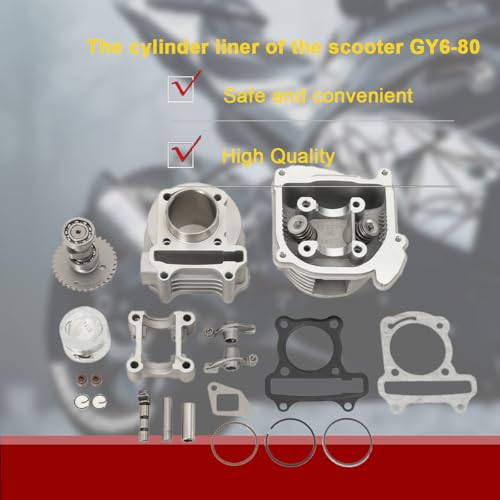 Zylinder-Kit 80ccm inkl. Kopf & Zündkerze für 4 Takt China Motor für Baotian, Benzhou, China Scooter, Huatian, Rex, Jiajue, Jinlun, Jmstar, Qingqi, GY6, QMA, QMB