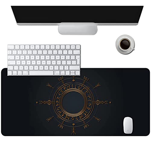 Tapis de souris étendu avec tissu micro tissé de qualité supérieure motif Viking noir