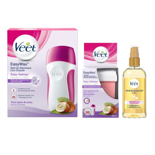 VEET - Kit Epilation - Roll-on Easy Wax - 1 Recharge 50ml - 1 Huile Hydratante Post Epilation