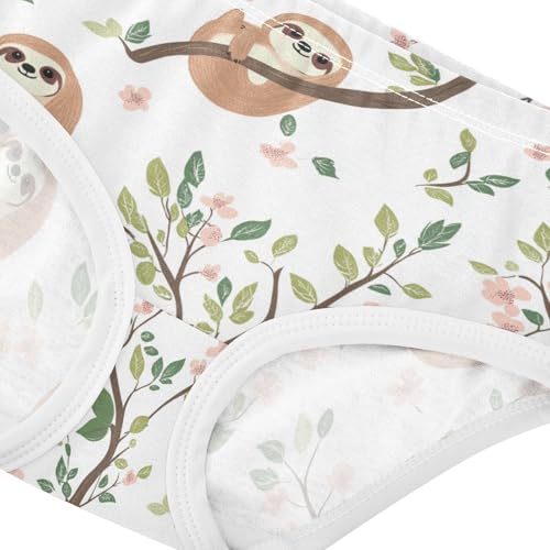 Wusikd Sloth Cherry Girls' Underwear Cotton Flowers Girls Briefs Soft Toddler Underwear 2T4