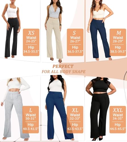 Hybrid & Company Women’s Ultra Stretch Ponte Bootcut Dress Pants – Sleek Pintuck, Pull On, Faux Pockets– Office & Casual4