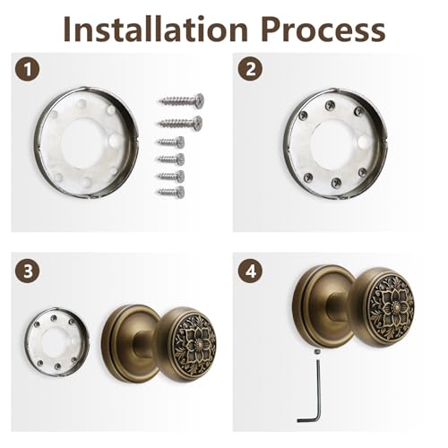 FLIRABBIT Solid Brass Dummy Door Knob, Antique Brass Floral, 2 Pack by FLIRABBIT - Used condition - Image 5
