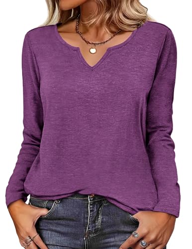 Image of Zeagoo Long Sleeve Shirts for Women Fall Tops Casual Dressy V Neck Blouses Boho Tunic Western Clothes Vacation Outfits
