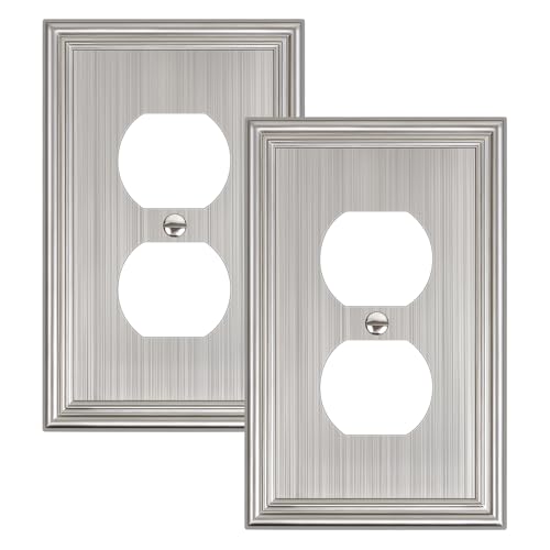 2-Pack Zinc Alloy Single Duplex Outlet Cover Plate Solid Receptacle Cover