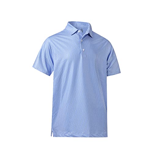 Deolax Men's Classic Fit Golf Polo Shirt - Blue Plaid, Soft Breathable, Quick Dry, Short Sleeve, 93% Polyester #TOP2