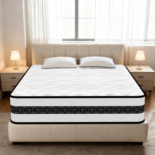 Matelas 140X190 Cm, ÉPais 28 Cm, Matelas à Ressorts EnsachéS Et à MéMoire De Forme, 9 Zones Ergonomique, Certifié Oeko-Tex, HypoallergéNique, Respirant, Durable, Convient à Toutes Les Saisons-image