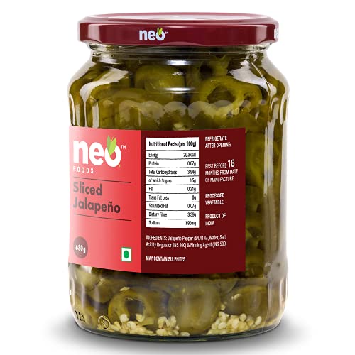 Image of Neo Sliced Jalapenos 680g I P3 I 100% Plant Based I Ready-to-Eat Fibre-Rich Topping for Pizza, Pasta, Wraps and Salads I (Pack of 3)