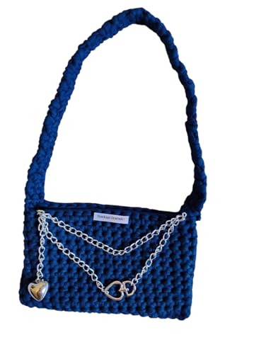 Bolsa de Crochê Heart Chain Penelope (azul marinho)